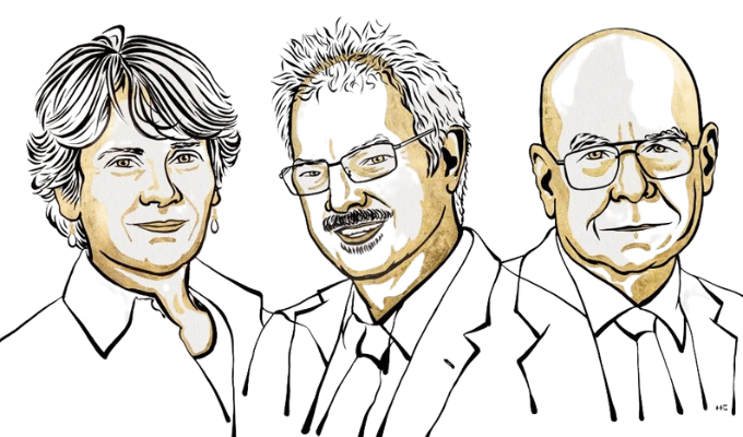 Retrato ilustrativo dos vencedores do Nobel de Química 2022